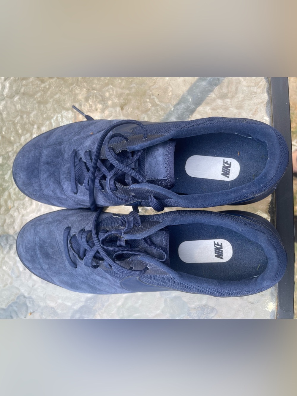 Nike Men's Navy Suede Low-Top Sneakers